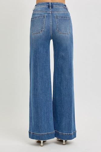 SALT TREE Risen Jeans - Tummy Control High Rise Ankle Wide Front Pintuck Jeans - PWA210112