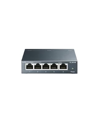 TP-Link TL-SG105, 5 Port Gigabit Unmanaged Ethernet Switch | Network Hub, Ethernet Splitter, Plug & Play, Fanless Metal Design, Shielded Ports, Traffic Optimization