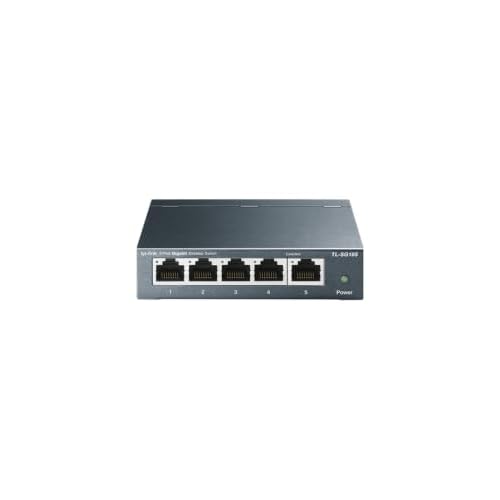TP-Link TL-SG105, 5 Port Gigabit Unmanaged Ethernet Switch, Network Hub, Ethernet Splitter, Plug & Play, Fanless Metal Design, Shielded Ports, Traffic Optimization
