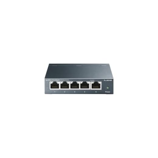 TP-Link TL-SG105, 5 Port Gigabit Unmanaged Ethernet Switch, Network Hub, Ethernet Splitter, Plug & Play, Fanless Metal Design, Shielded Ports, Traffic Optimization