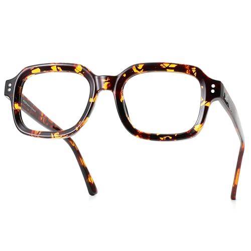 JFXQDR Blue Light Blocking Glasses for Women Men, Retro Square Frame Computer Gaming Eyeglasses Anti Glare & UV400 RF6214 (Coco Tortoise)
