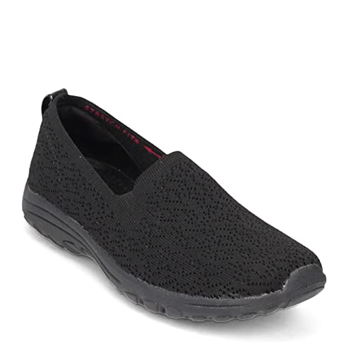 Skechers Skechers Modern Comfort Women's womens Reggae Fest 2.0-mellow Drama Loafer Flat, Black/Black, 6.5 US