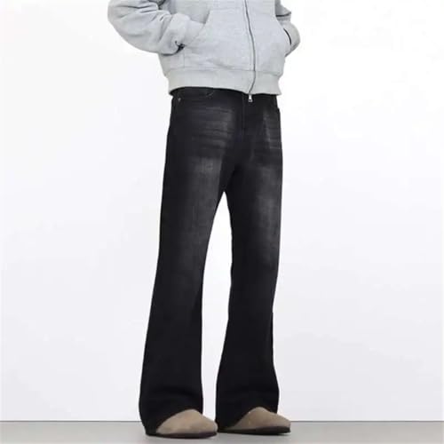 Men's Jeans Washing Solid Color Slim Boot-Cut Trousers Straight Leg Denim Pants3