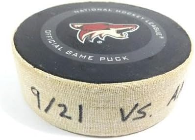 2019 Arizona Coyotes vs. Anaheim Ducks Game Used Puck 9-21-19 AA0038985 - NHL Unsigned Game Used Pucks