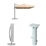  Schneider Sonnenschirm Rhodos, natur, 300x300 cm quadratisch, Gestell Aluminium/Stahl, Bespannung Polyester, 23.3 kg + Universal-Bodenplatte + Schutzhülle für Ampelschirme, silbergrau, bis 300 cm Ø
