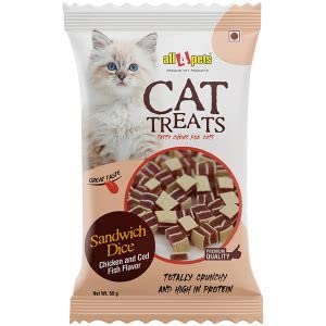 All4pets Cat Treats Sandwich Dice Chicken Cod Fish Flavour-50gm (B0BNXGNK8M) Amazon Price History, Amazon Price Tracker