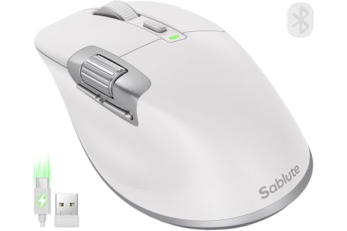 Image of SABLUTE Wireless Mouse for Laptop (2.4G+2BT+Wired),Ergonomic Optical Mice | 800mAH Rechargeable, Ultra-Fast Scrolling, Side Scroll, Quiet Clicks, 8K DPI, 5 Programmable Buttons, Work with Win /Mac- MAM6