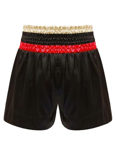 TTAO Kids Boys Color Block Metallic Patchwork Boxing Shorts Shiny Letter Printed Satin Boxer Shorts Uniforms2