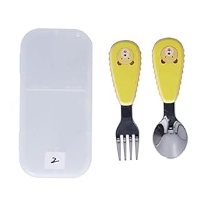 Kinderen Bestek, Cartoon Decoratie Kinderbestek Set Abs Materiaal voor Thuis Keuken voor Gezinnen met Kinderen(geel)