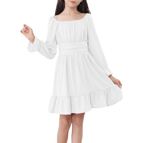 Zando Girls Dresses Off Shoulder Back Tie Dress 6-16Years - Long Sleeve Fall Dresses for Girls Junior for Parties Daily3