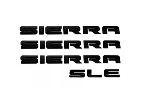Image of 4Pc Sierra SLE Letter Emblem 3D Badge Front Door /Rear Tailgate Replacement for Sierra (Matte Black)