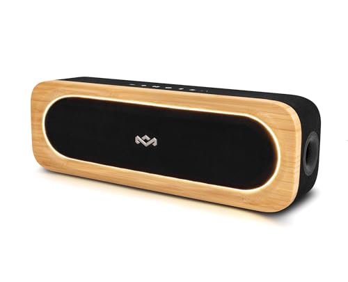 Marley House of Get Together 3 tragbarer Bluetooth Lautsprecher – Nachhaltig gefertigter 30W kabelloser Lautsprecher mit 10 Std. Akku., 3 EQ-Modi, AUX-Eingang, LED-Licht & Auracast-Kopplung, Black