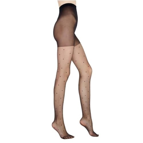 Image of PENTI Women's Polka Dot Patterned Sheer Black High Waist Pantyhose|15D Ultra Thin with Small Dots Design | Oeko-Tex Certified