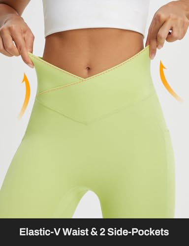 Image of baleaf Capri Leggings for Women Knee Length Yoga Workout Capirs Leggings with Pockets Tummy Control Stretch