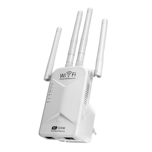 2025 Newest 1200Mbps WiFi Booster/WiFi Range Extender, Internet Booster sans fil Dualband 2.4GHz/5GHz, Covers Up to 10000 Sq.ft and 60 Devices, Wireless Repeater with WPS Button, Ethernet Ports