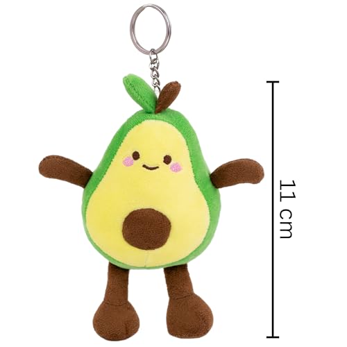 Image of Mirada Avocado Keychain Soft Plush Toy - 11cm |Cute Adorable Green Stuffed Mini Keyring for Kids, Boys & Girls | Super Soft Cuddly Plush Accessory Bag Charm