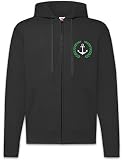 Urban Backwoods Anchor and Wreath Sudadera con Capucha Y Cremallera para Hombre Zipper Hoodie Negro Talla M