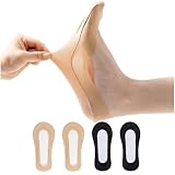 JARSEEN 4Pares Calcetines Invisibles Mujer Cortos Nylon Algodón Calcetines Con Silicona Antideslizante (EU 35-38.5, 2Negro+2Beige)