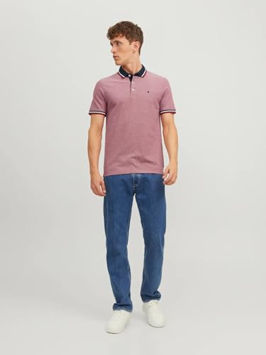 JACK & JONES Herren JJPAULOS Polo SS MP, Port Royal/Rio Red+Cloud Dancer, S – Ansicht 3