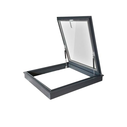 Ventana de techo de aleación de aluminio y vidrio templado para pasillo, sala de sol, escalera, garaje, 60 x 50 cm