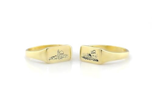 Bague Jérusalem Gravée en or massif anti-ternissement durable - 5