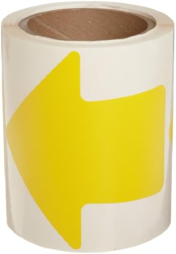 Brady 121048 Nonabrasive Arrow Shape Floor Marking Tape, 4" Width, Yellow (Pack of 100 per Roll)