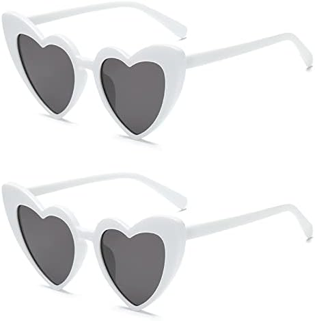 YAMEIZE 70s Vintage Love Heart Sunglasses - for Women Men Kids Heart Shaped Fancy Colorful UV400 Protection Eyewear Party Outdoor