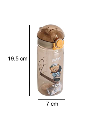 Image of MARKET 99 Plastic Animal Printed With Quotes Water Bottle For Home Office Travel School Gym Yoga Sipper School Kids BPA Free & Leak Proof Dishwasher Safe, Brown 550 Ml