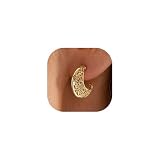 LLWOM Vintage 14k Gold Plated Crescent Moon Filigree Hoop Earrings Hypoallergenic Lightweight Gifts for Women