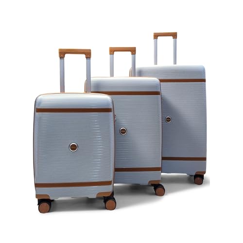 Image of Maverick Family Set of 3 (S +M+ L) Hard Sided Luggage Trolley Bag for Travel Suitcase with 8 Spinner Wheels - Check-in Size Suitcase (Maverick Silver)