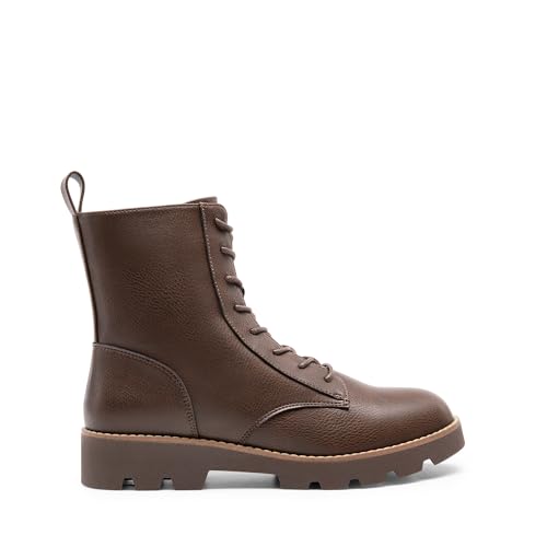 DREAM PAIRS DREAM PAIRS Women's Combat Ankle Boots Lace up Lug Sole Fashion Booties Shoes,Size 7,Brown,SDAB2411W