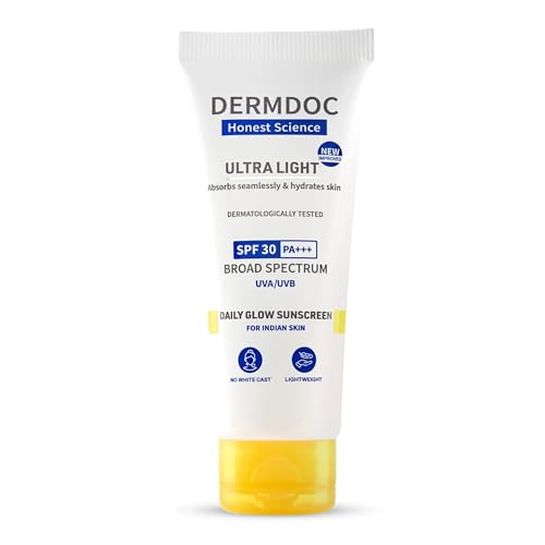 Image of DermDoc All By Purplle Ultra Light Spf 30 Pa+++ Daily Glow Sunscreen (50Gm) | Sunblock | Lightweight | Non-Greasy | 0 White Cast
