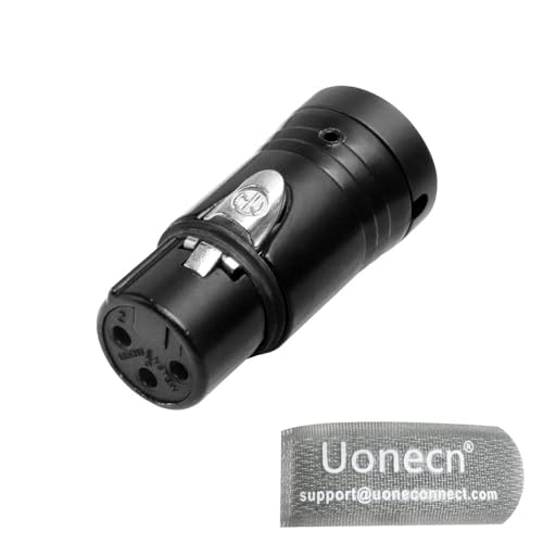 Connecteur femelle XLR 3 broches profil bas anti-torsion câble noir avec clé