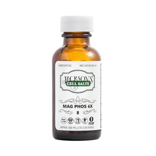 Jacksons #8 Cell Salt Mag Phos 6X (500 Pellet Bottle) Certified Vegan Lactose-Free Schuessler Tissue Salt Magnesia Phosphorica 6X (Made in the USA)