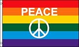 Enganches : Ojales metálicos AZ FLAG Bandera Arcoiris Paz 90x60cm - Bandera Gay – Rainbow - SÍMBOLO LGBT 60 x 90 cm