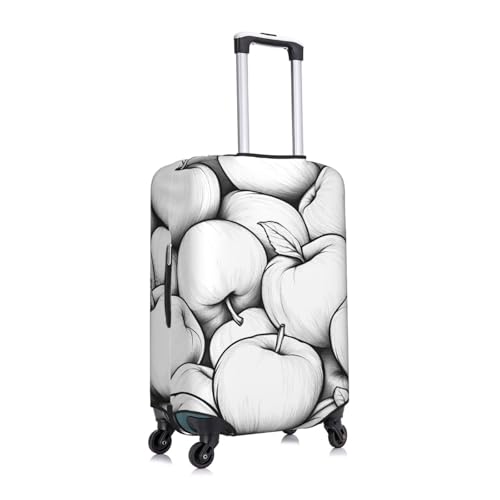 Black And White Apples Elastic Travel Luggage Cover, Washable Spandex Suitcase Protector, Anti-Scratch Fits 18-32 Inch3