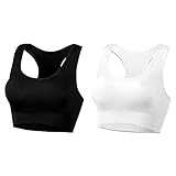 AMRIY Racerback Sports Bras for Women Medium Support Padded Bra Supportive Compression Seamless Wome
