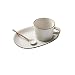 Bezpieczny kubek do herbaty i kubek do kawy kubek do kawy porcelana z uchwytem zestaw mikrofalówki i zmywarki bezpieczny szeroki kubek do latte kawy herbaty płatki śniadaniowe z spodkiem łyżka biały kubek prezenty dla kobiet i mężczyzn