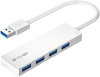 USB Hub, BYEASY 4-Port USB 3.0 Hub Ultra Slim Portable USB Splitter for iMac Pro, MacBook Air, Mac Mini/Pro, Surface Pro, Notebook PC, Laptop, USB Flash Drives, and Mobile HDD (White)