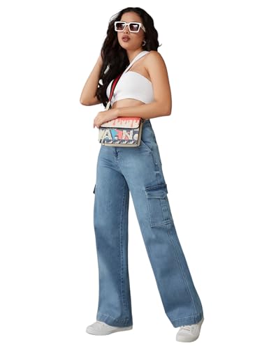 Jean stretch taille haute femme bleu ciel 34 Dolce Crudo pantalon denim