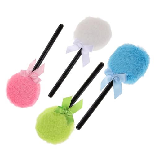 DRESSOOS 4個プラッシュ素材 ラウンドパウダーパフ ボディパウダー コスメ用ルースパウダー ソフトタッチ ふわふわ 携帯便利 ピンク