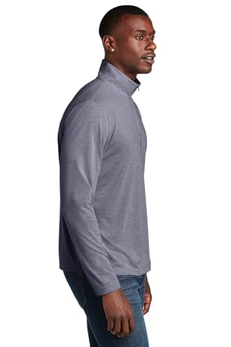 SPORT-TEK PosiCharge Tri-Blend Wicking 1/4-Zip Pullover ST407, True Navy Heather, Large2