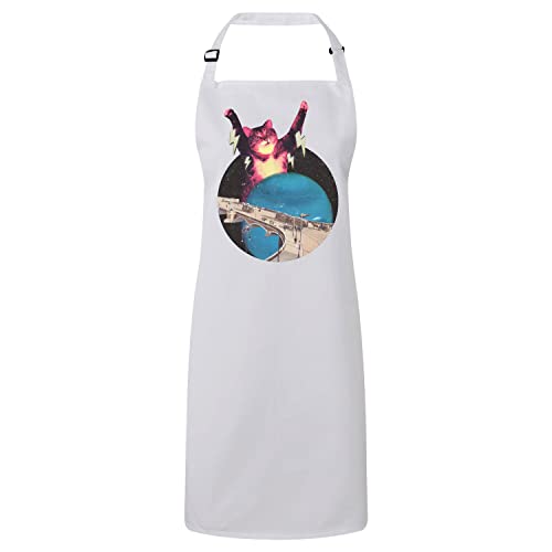 Tablier cuisine Cat Destroyer collage vintage pour des moments gourmands et rigolos