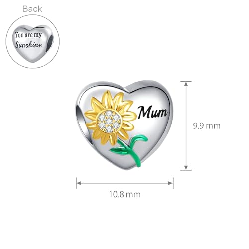 Abalorio de girasol calado con mensaje You are My Sunshine para abuela 3