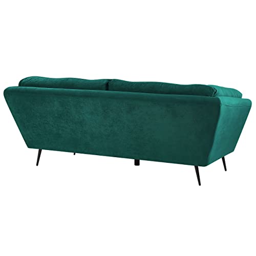 Beliani Modernes Sofa aus Samtstoff in Smaragdgrün 3er Sitzer Lenvik