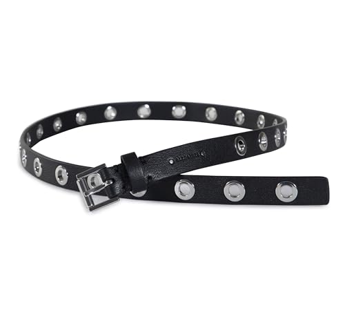 Women's 1 Inch Eyelet Leather Belt, Fully Adjustable with Roller Buckle2