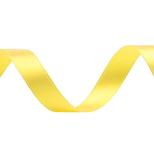 Image of Solid Color Double Faced Yellow Satin Ribbon 1 /2 inch X 25 Yards, Ribbons Perfect for Crafts, Wedding Decor, Bow Making, Sewing, Gift Package Wrapping and More