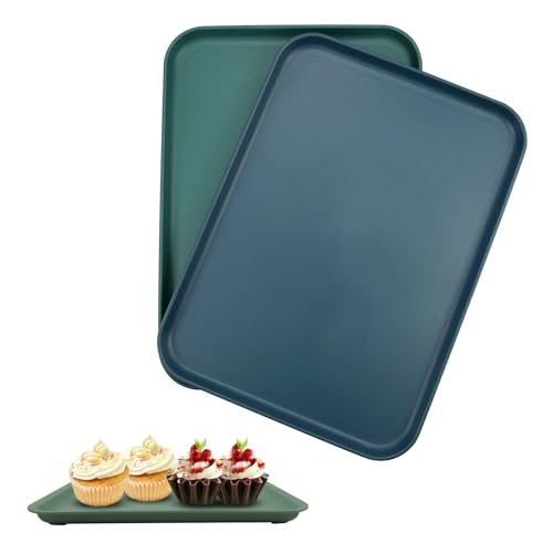 KiKiHong 2 bandejas de servir, bandeja rectangular para servir, reutilizable, bandeja pequeña adecuada para cocina, restaurante, cafetería, hotel, 22 x 30,5 cm (2 colores)