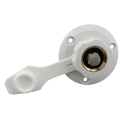 Image of RV City Water Fill Inlet Flange Brass with Hose Elbow Check Valve, Water Inlet for Camper RV Trailer Motorhome Marine,White Hookup Connector Check Valve