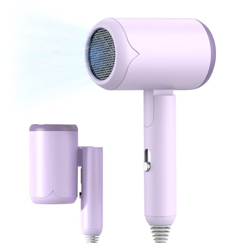 AVCXEC Secador de Pelo de Viaje Plegable, 1200W Secador Pelo Viaje, Secador Ionico, 3 Temperaturas, Secador de Viaje con Difusor, Secado Rápido, para Familia, Viaje y el salón (Morado)